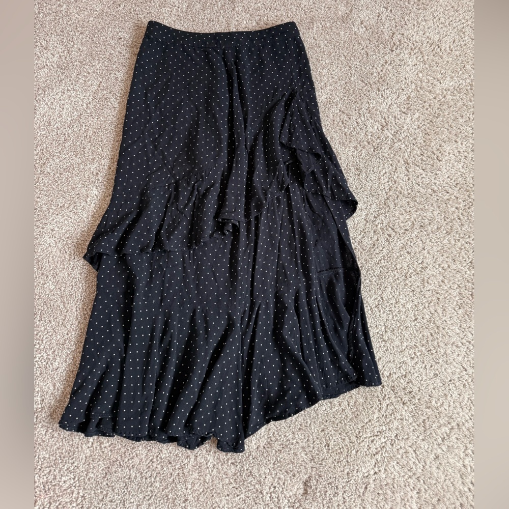 Zara Polka dot ruffle midi skirt